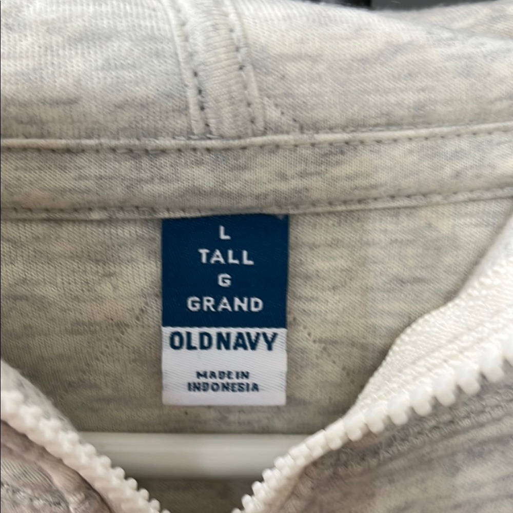 Old Navy Gray/Cream Heather Oversized Quilted Hoodie Sweatshirt - Picture 5 of 8